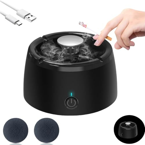 Smokeless ashtray Unique Present for Men Smokeless Ashtrays for Home Car Indoor Office(Black)