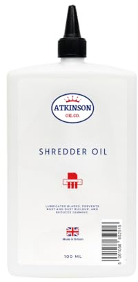 Atkinson Oil Co. Shredder Oil 100 ml | Light Blade & Gear Lubricant for Cross-Cut & Micro-Cut Shredders – Quieter Operation, Fewer Jams, Clean Drip-Tip Bottle