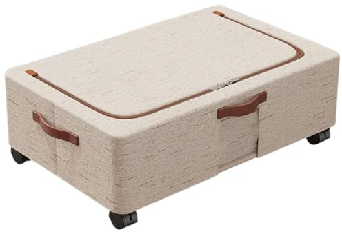 Qianly Contenitore Portaoggetti Sottoletto con Ruote, in Cotone, Versatile, Antipolvere, con Cerniera Liscia, Mobile, Facile da Usare, 40x30x15 Cm