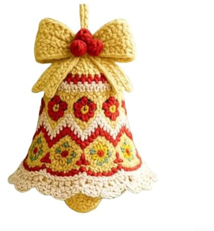 Kit de cloches de Noël au crochet pour loisirs créatifs avec matériaux complets et manuel d'instructions (français non garanti) (jaune)