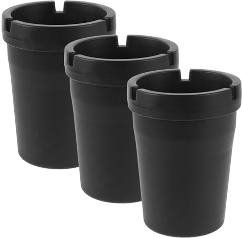 Cenicero Portátil para Coche Negro de Plástico 3 Piezas
