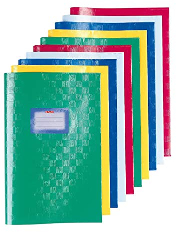 Herlitz 10 Heftumschläge/Hefthüllen Din A4 / Baststruktur / 5 (Grundfarben/Sortiert, 10er Pack | A4)