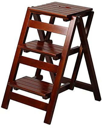 Bidesen 3 Step Stool Wooden Folding Ladder Chair Thickened Library Stair Chair Portable Light Garden Tool Ladder Maximum Load 337bl