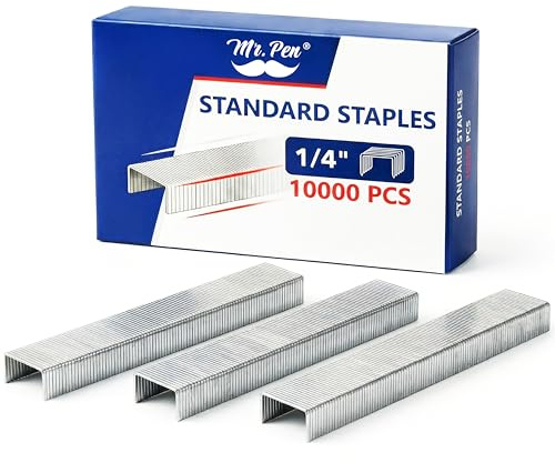 Mr. Pen- Staples for Staple Gun, 20 Sheets Capacity, 1/4 inch Leg, 10000 Staples Bulk, Standard Size for Desk Staplers, Fits Most Staple Guns for Upholstery, Construction, Furniture