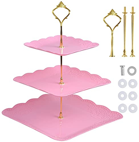 Soporte para Tartas 3 Pisos Expositor Tartas Soporte Cupcakes Expositor Tartas,Bandejas para Tartas/Dulces/Frutero/Pasteles,Cupcake Stand Decorativas Plato para Boda Cumpleaños Fiesta