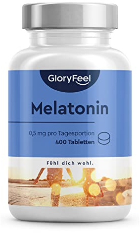 Melatonin hochdosiert - 400 Tabletten (13 Monate) - 0,5 mg bioaktives Melatonin pro Tagesdosis - 100% vegan, laborgeprüft und ohne unerwünschte Zusätze in Deutschland hergestellt
