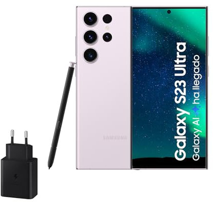 Samsung Galaxy S23 Ultra, 512GB + Cargador de 45W - Smartphone Android con IA, Teléfono Móvil Desbloqueado, Color Rosa (Versión Española)
