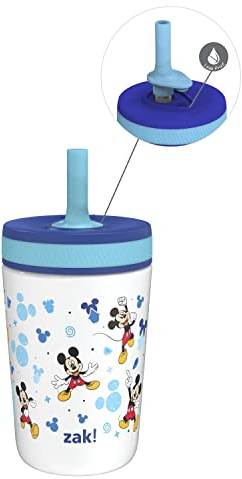 Zak Designs Disney Kelso Toddler Cups For Travel or At Home, 12oz Vacuum Insulated Stainless Steel Sippy Cup With Leak-Proof Design is Perfect For Kids (Mickey Mouse)