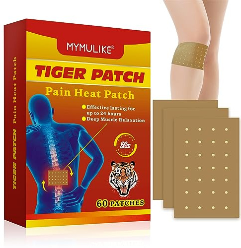 MYMULIKE 60 Count Tiger Patch, Heat Patches for Neck and Shoulder, Warming Patches for Knee Patch Long Lasting