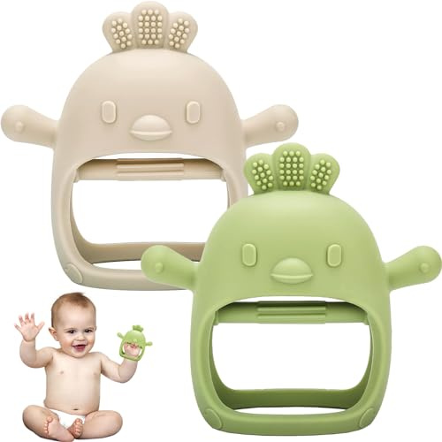 Massaggia Gengive Neonati, 2 Pezzi Dentizione Neonati, Giochi Dentizione Neonato 3 6 9 Mesi, Accessori utili Freezer, Guanti Massaggiagengive Giocattolo Neonato in Silicone Senza BPA