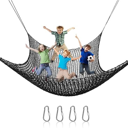 Filet d'escalade pour Aire De Jeux – Filet De Chargement Double Couche, Filet d'escalade D'aventure | Filet d'escalade avec 4 Crochets Supplémentaires, Protection pour Jeu Intérieur Et Extérieur