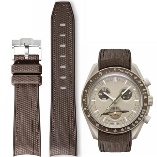 AIYIRUO Cinturini per Orologi per Omega x Swatch MoonSwatch Orologio 20mm Gomma Speedmaster Cinturino di Ricambio,Bracciale Curvo per Uomo Bracciale Omega X Swatch Moonswatch