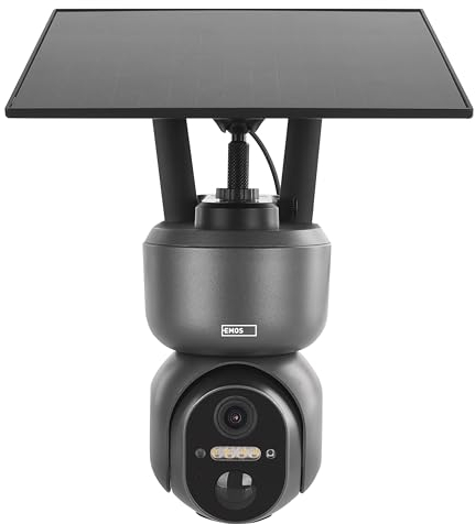 EMOS GoSmart - Telecamera di sorveglianza intelligente per esterni, 3 MP, con rotazione IP, 4 G/LTE e app, rilevazione di movimento, visione notturna, pannello solare, batteria Google Assistant,