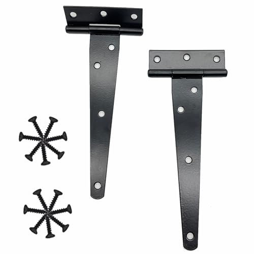 OHYER Charnière Portail Bois en T Charnière Noir Charniere Porte Charniere Portail Exterieur Gond Charnière de Porte en T en Fer Galvanisé Pour portes intérieures et extérieures assorties (6 pouces)