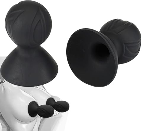 TAUOE Ventosa de masaje con globo. Material de silicona. Ideal para parejas. Boquilla impermeable para la vida femenina. La interacción en pareja crea un ambiente especial. - Negro