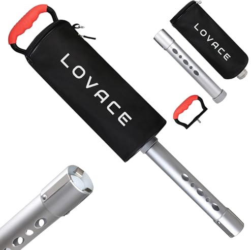 LOVACE Golf Ball Shag Bag with Soft Silicone Grip & Side Mesh Pocket – Lightweight Aluminum Tube Picks Up 70 Balls – Portable Practice Ball Retriever for Driving Range