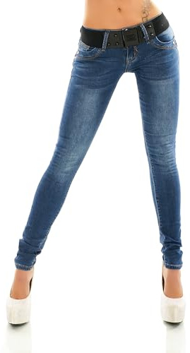 Zeralda Fashion Jeans da donna a vita bassa, pantaloni a tubo skinny slim fit elasticizzati in denim push up con cintura XS-XL, XS
