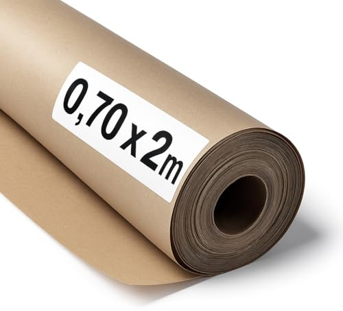 OFITURIA Papel Kraft Marrón Natural 70 g/m² - Rollo 0,70×2 m - Pack de 3 Rollos - Para Embalaje, Manualidades y Decoración - Resistente y Fácil de Cortar - Compatible con Pinturas y Crayones