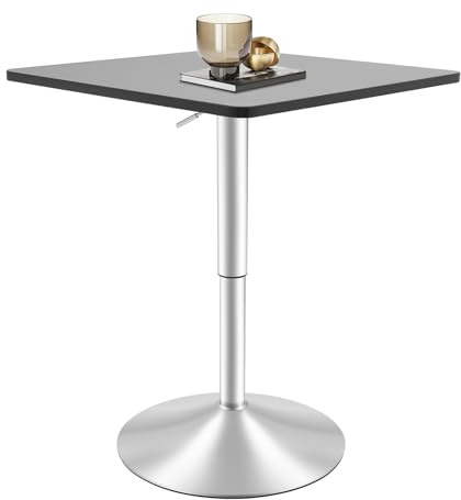 Mqwdxzfes Mesa de bar de acero inoxidable, mesa de bar ajustable, mesa alta negra, rectangular, mesa auxiliar, mesa auxiliar para exterior, mesa de bar de cocina, mesa cuadrada con estructura de metal