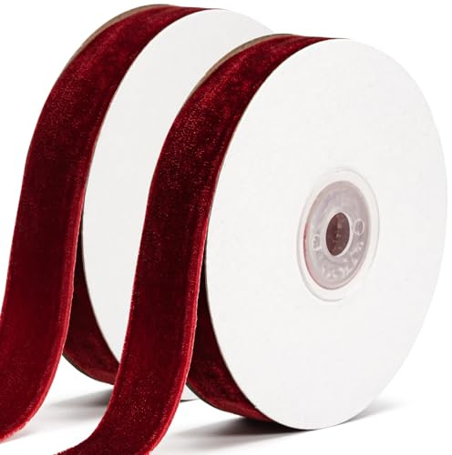 Red Velvet Ribbon 20mm x 20yards – Luxurious Soft Velvet Ribbon for Gift Wrapping, Holiday Crafts, Wedding Decorations and Festive Bows