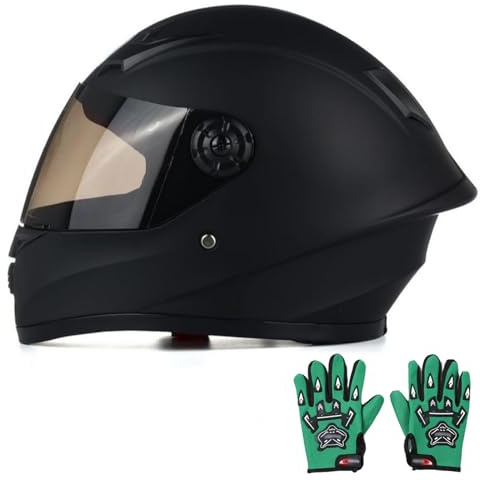 Casque Intégral De Moto pour Enfants avec Visière Solaire, Casque De Motocross pour Garçons Et Filles De 3 À 10 Ans, Casque De Trottinette pour Enfants Homologué ECE 22.06 H,L/(51~52cm)