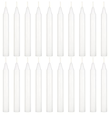 Mega Candles 20 pcs Unscented White Exquisite Mini Taper Spell Candles, 4 Inch Tall x 1/2 Inch Diameter, Magic Chimes, Enchantment, Casting Rituals, Witchcraft, Wiccan, Altar, Metaphysical