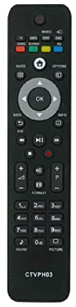 Common TV CTVPH03 Mando a Distancia Universal para Control Remoto de televisores Philips, sin configuración, ergonómico