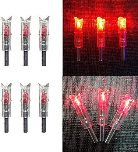 SHARROW LED Freccia Nock Cocche Balestra Nocks Lighted per ID 0.297-0.302 Freccia di Balestra (Rosso, 3pcs)
