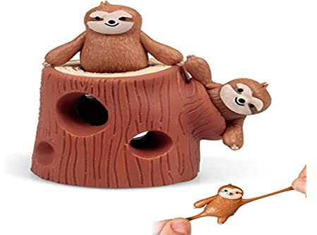 Faultier Stressball Baumstamm Antistressball Knautschball Faultierfamilie Knetball