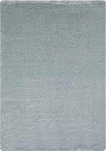 andiamo Teppich Lambskin - Kunstfell - flauschiger Teppich Schlafzimmer - geeignet als Bettvorleger Schlafzimmer oder als Fellteppich Wohnzimmer - Lammfellimitat pflegeleicht 120 x 170 cm hellgrau