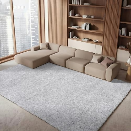 Safavieh Tapis Shag pour Salon, Salle à Manger, Chambre à Coucher - August Shag Collection, Tapis à Poil Court, Argent, 244 x 305 cm