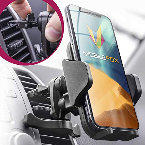 mobilefox® - Soporte Teléfono Móvil, Soporte para Teléfono Universal para Rejilla de ventilación de Coche para Apple iPhone XS MAX XR X 8 Plus 7 6 5 SE