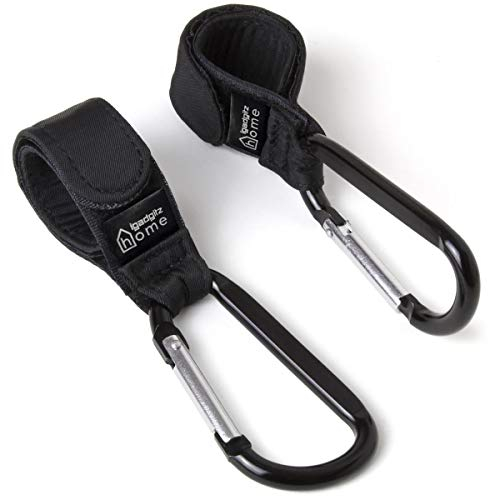 iGadgitz Home U7098 Haken Kinderwagen Klettverschluss Karabiner Kinderwagen -Schwarz -2 Stk