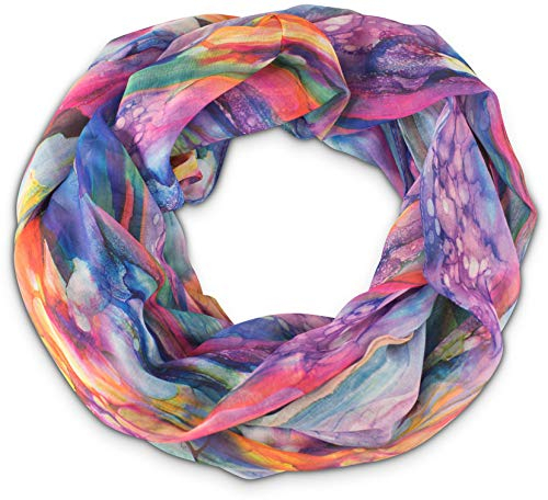 fashionchimp Loop Schlauchschal für Damen mit All-Over-Muster im Batik Style, Crash and Crinkle, Seide (Lila)