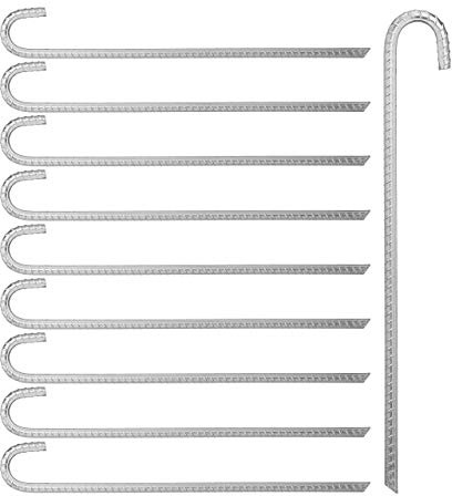 Ancres de Sol, Lot de 20, Longues Sardines de Tente, pavillon, Trampoline, Acier zingué de 45 cm, argenté