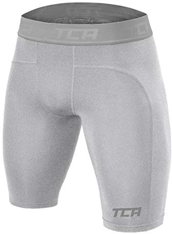 TCA Pojkar Pro Performance Kompressionsunderställ med termiskt underställ för shorts - Grå, 12-14 år