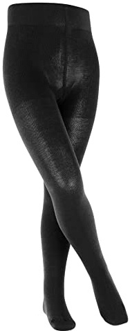 FALKE Unisex Kinder Strumpfhose Family K Ti nachhaltige Baumwolle dick einfarbig 1 Stück, Schwarz Black 3000, 152-164