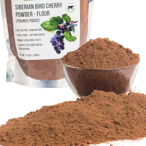 Poudre de cerise sauvage de Sibérie authentique (farine), sans gluten, crue naturellement récoltée 300gr Région de l'Altaï sauvage
