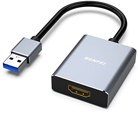BENFEI USB auf HDMI Adapter 1080p, Unidirektional USB 3.0 auf HDMI Stecker auf Buchse Adapter, hauptsächlich kompatibel mit Windows 11/10/8.1/8/7(Not for Mac)
