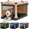 Petsfit Hundebox faltbar, Hundebox für zuhause Verstellbarer Stoffbezug mit Spiraleisenrohr, Hundebox Stoff Große Hunde mit 3 Tür-Design, Einfach zu Transportieren, Leicht zu Verstauen, XL, Khaki