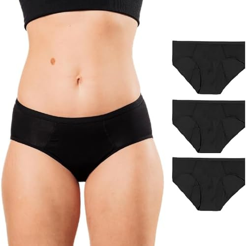 Bambody Absorbent Panties, Period Underwear for Women and Teens - All-Day Long - Overnight Protection- Postpartum, Leakproof - X-Large - 3 Pack: Black