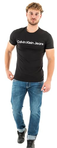 Calvin Klein Uomo T-Shirt Maniche Corte Core Institutional Logo Slim Tee Scollo Rotondo, Nero (CK Black), L