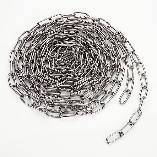 SENENQU 6 M Chaîne en Acier Inoxydable 304 Solide et Robuste Avec Maillons Soudés en Acier pour clôture, Promenade et Chaîne de Chien, Chaîne de Séchage, Charge Maximale de 200KG,