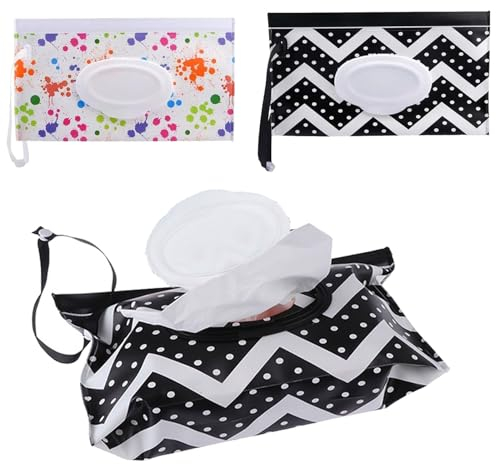 Boite Lingettes Humides,2 Pièces Pochette de Lingettes Humides,Distributeur Lingettes Humides,Pochette Lingettes Bébé,Sac à Lingettes Mouillées,Réutilisable Boite Lingette Bebe,Sac Lingettes Humides