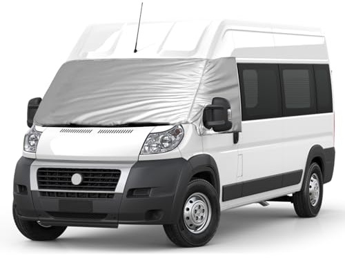 Opaltool Copertura Termica Esterna per Parabrezza per Ducato 2006-2025, Copri Parabrezza Auto Antigelo di Lusso, Copertura Termica Pieghevole per Parabrezza Argento