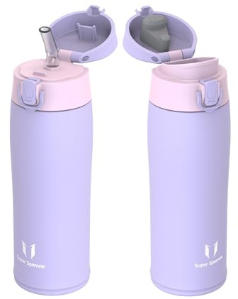 Super Sparrow Trinkflasche Edelstahl 18/8 - Trinkbecher - 500ml - BPA-Frei, Auslaufsicher Thermobecher, Trinkflaschen für Sport, Unterwegs, Schule, Outdoor, Büro, Zuhause
