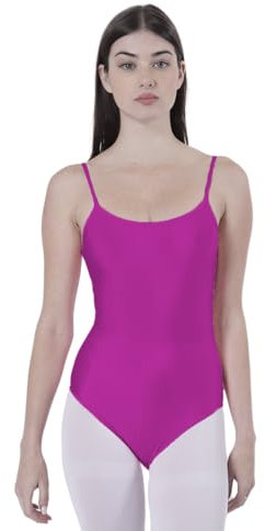Carnavalife Body Maillot de Danza Ballet Gimnasia Mujer Tirantes sin Mangas con Cuello Redondo y Cubre la Espalda, Bodi No Transparenta Ajustado para Danza Baile Gimanasia Ritmica (M, Fucsia)