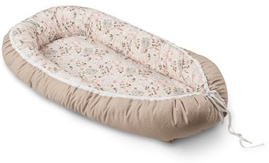 ULLENBOOM Babynest - 100% OEKO-TEX Materialien & Made in EU, Rosa Blüten - Babynestchen Neugeborene aus kuscheliger Baumwolle, Ideal als Reisebett & Kuschelnest geeignet