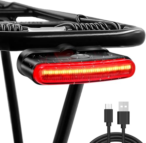 G2FS LITH 150 Lumens Rechargeable Bike Tail Light, IPX6 Waterproof Bicycle Rear Cycling 220 Wide VisibleSafety Flashlight, 5 Light Mode Road Mountain Night Ride Hiking, Cycling, Camping, Boating