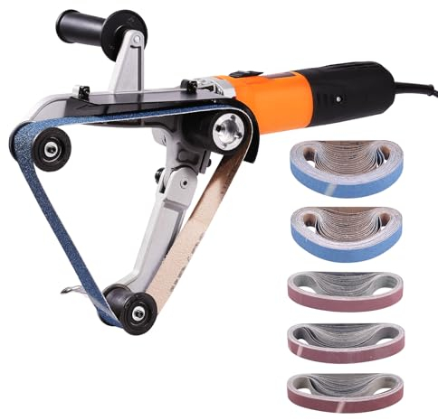 VEVOR Ponceuse à Bande, Ponceuse de Tubes Professionnelle 1300 W avec 6 Vitesses Variables 1100-3200 tr/min avec 100 Bandes Abrasives 40 x 760 mm pour Polissage, Finition, Élimination de la Rouille